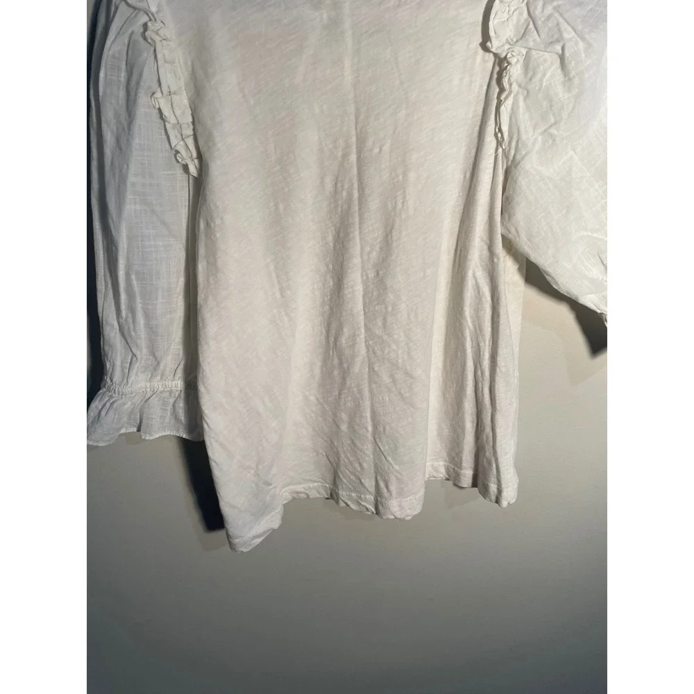 Anthropologie Keri‎ Smocked Top in White Size XS Peasant Cottagecore Feminine